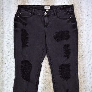 Mudd Destroyed Denim Cropped Jeans Dark Gray